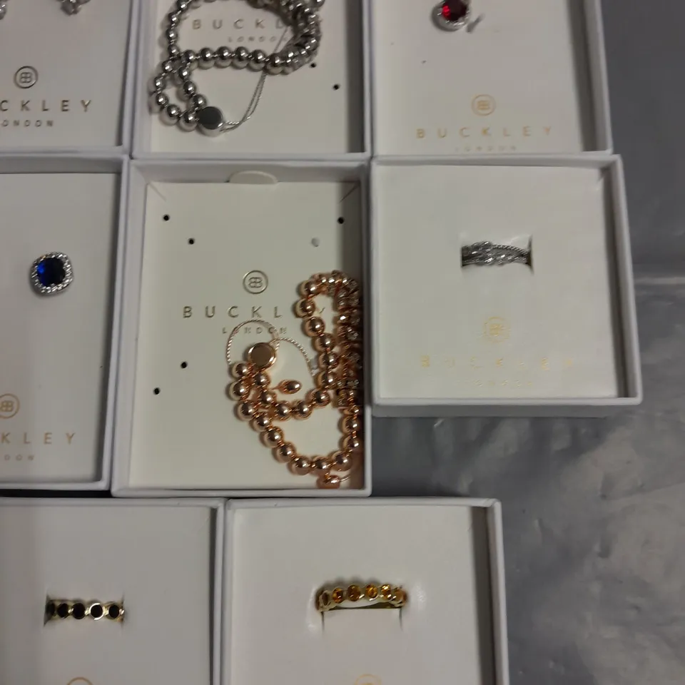 LOT OF 11 ASSORTED BOXED BUCKLEY LONDON JEWELLERY ITEMS