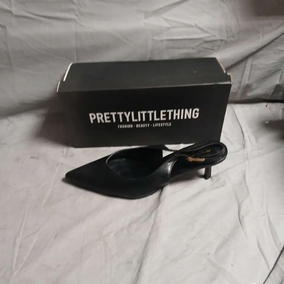 PRETTYLITTLETHING BLACK SLINGBACK HEELS – SIZE UK 6