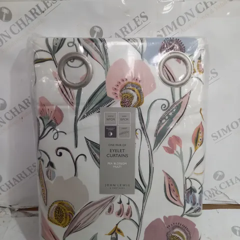 JOHN LEWIS EYELET CURTAINS PEA BLOSSOM MULTI - WIDTH 167CM X DROP 137CM