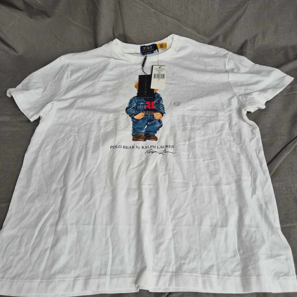 POLO RALPH LAUREN POLO BEAR CLASSIC FIT TSHIRT IN WHITE SIZE L