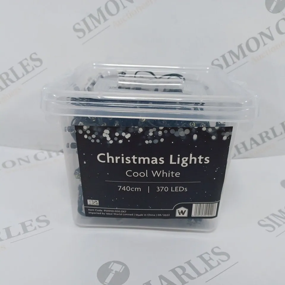 BOXED CHRISTMAS DECORATIVE LIGHTS COOL WHITE 740CM 370 LEDS