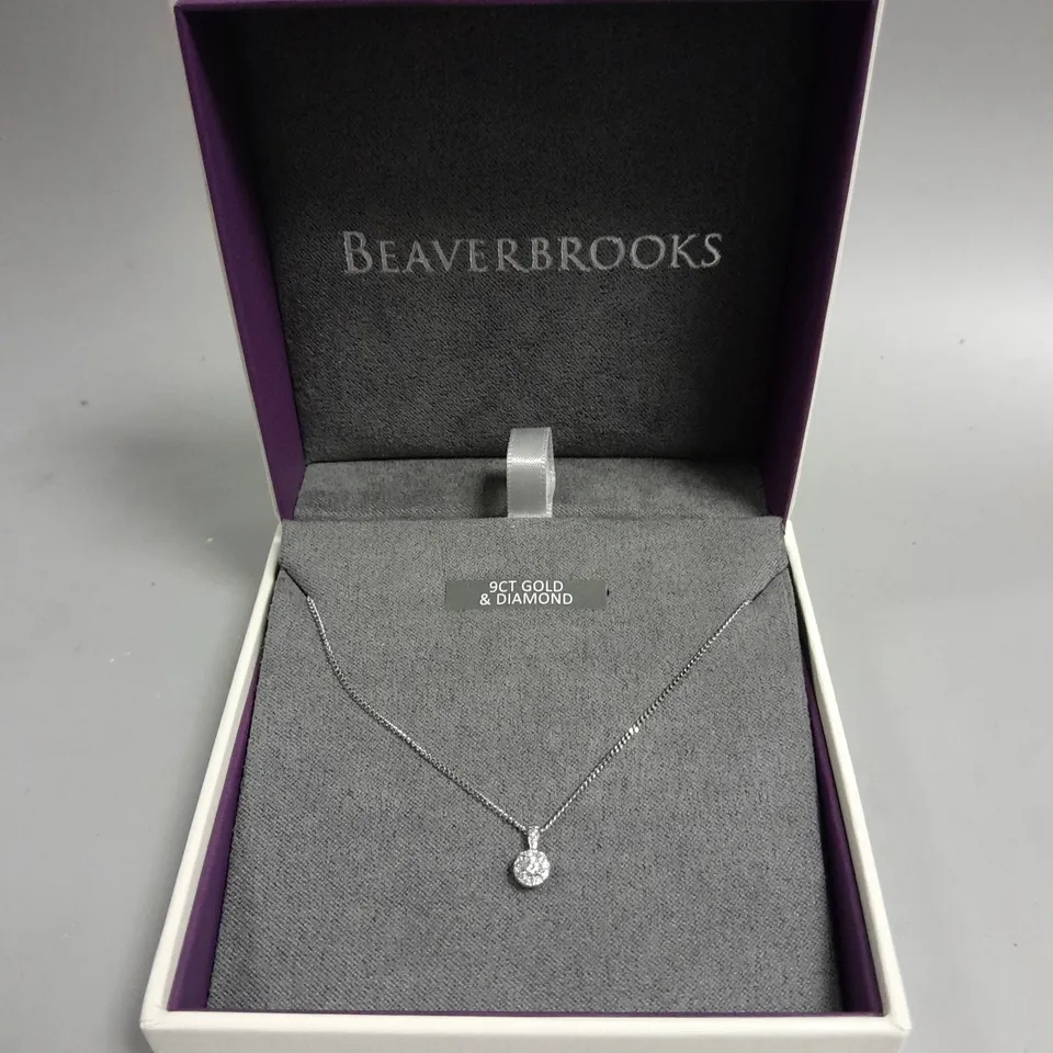 BEAVERBROOKS WHITE GOLD DIAMOND PENDANT NECKLACE 