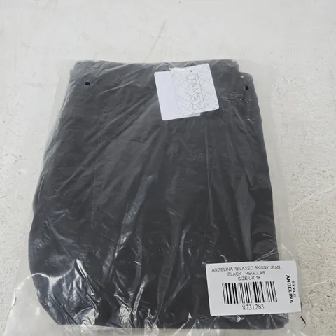 ANGELINA RELAXED SKINNY JEANS – BLACK, REGULAR, UK 18