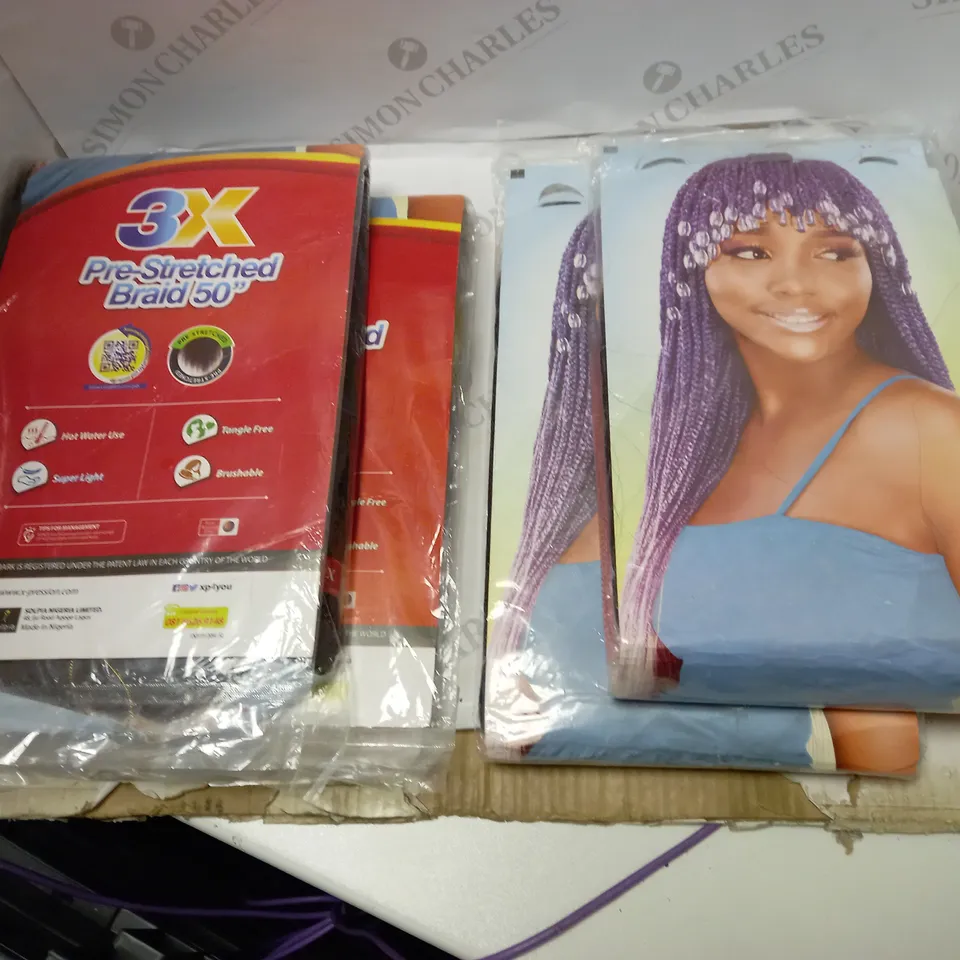 LOT OF 4 X-PRESSION 3X PRE STRETCHED BRAIDS 50”