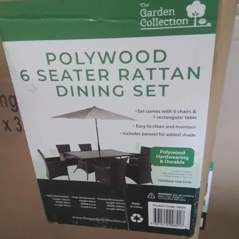 BOXED POLLYWOOD 6 SEATER DINING SET (4BOXES)