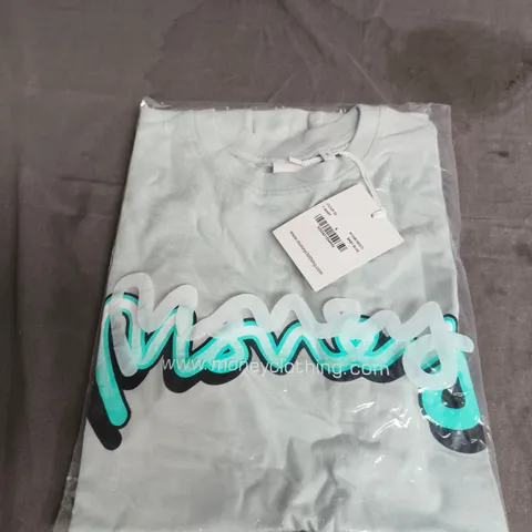 MONEY CLOTHING STICKER TEE T-SHIRT – BABY BLUE, SIZE S