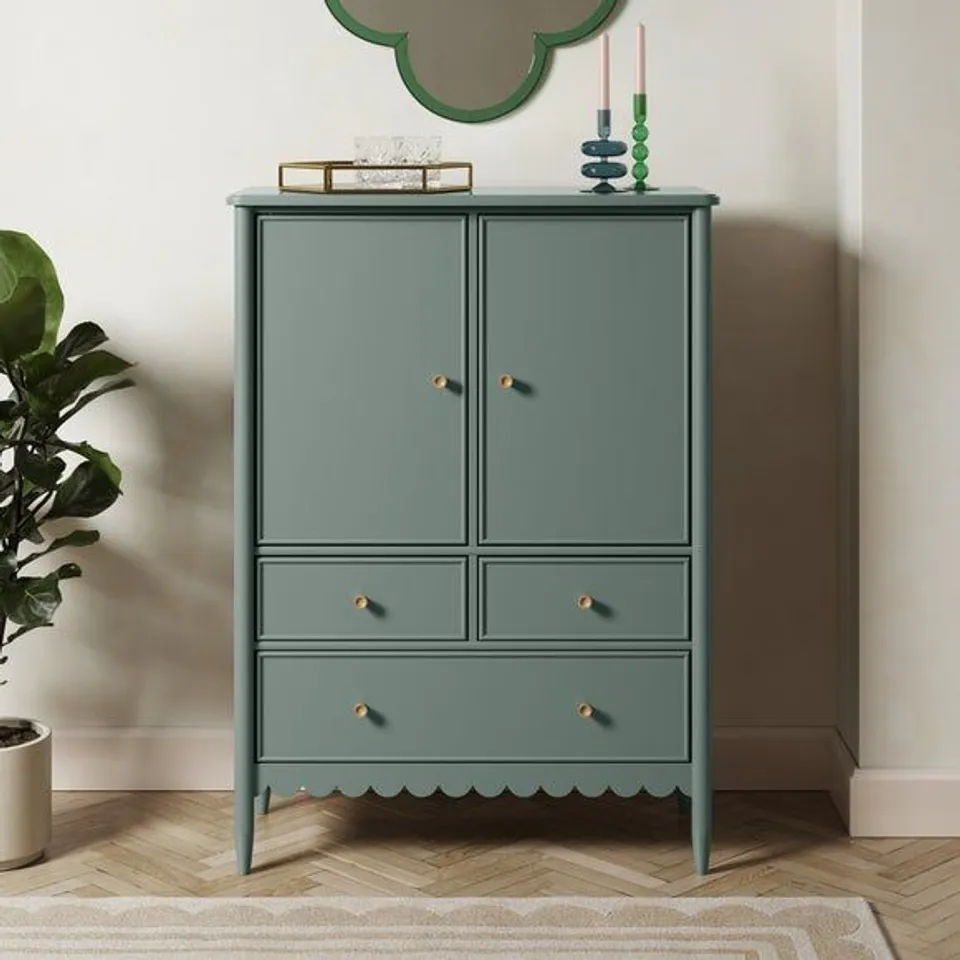 BOXED REMI TALL SIDEBOARD - GREEN (2 BOXES)
