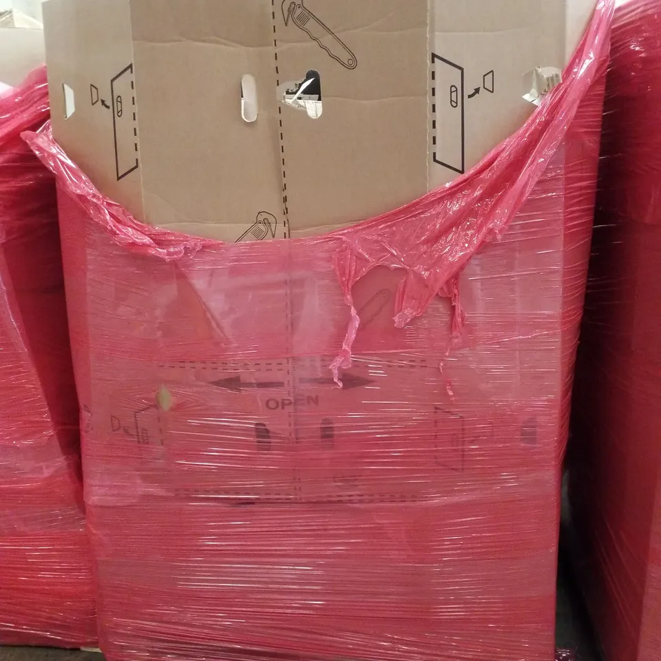PALLET CONTAINING ASSORTED PRODUCTS INCLUDING 5FT TRAMPOLINE WITH NET, FOLDABLE PLASTIC STORAGE BOX, LED WALL LAMP, TOILET SEAT & 3" FOAM UNIVERSAL TOILET SEAT RISER