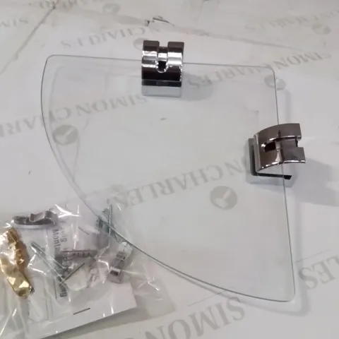 BOXED GLASS BATHROOM CORNER SHELF