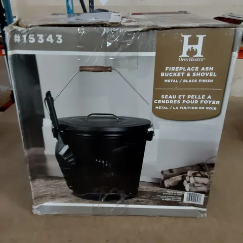 BOXED OPEN HEARTH ASH BUCKET AND SHOVEL