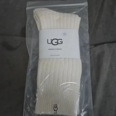 UGG WOMEN'S RIB KNIT SLOUCHY CREW SOCK – CREAM, ONE SIZE