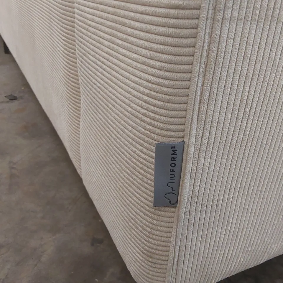 QUALITY DESIGNER UPHOLSTERED CORDUROY BEIGE CORNER SOFA BED
