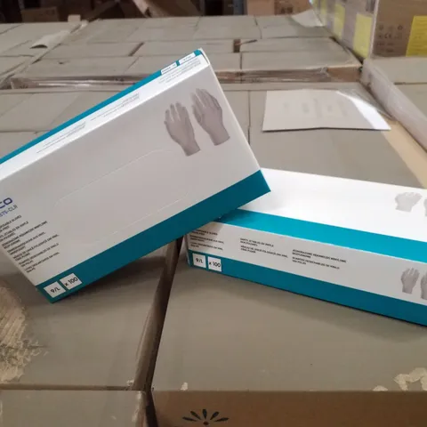 PALLET OF APPROXIMATELY 56 INTCO VINYL DISPOSABLE GLOVES 100PK BOXES - LARGE