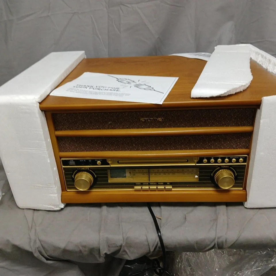 AUNA VINTAGE-STYLE CONSOLE RADIO HI-FI WITH AM/FM, CD/USB, TAPE & PHONO – WOODEN CABINET