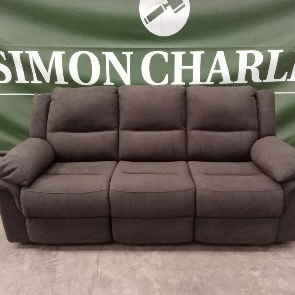 ALBION FABRIC 3 SEATER HIGH BACK MANUAL RECLINER SOFA - CHARCOAL RRP £749
