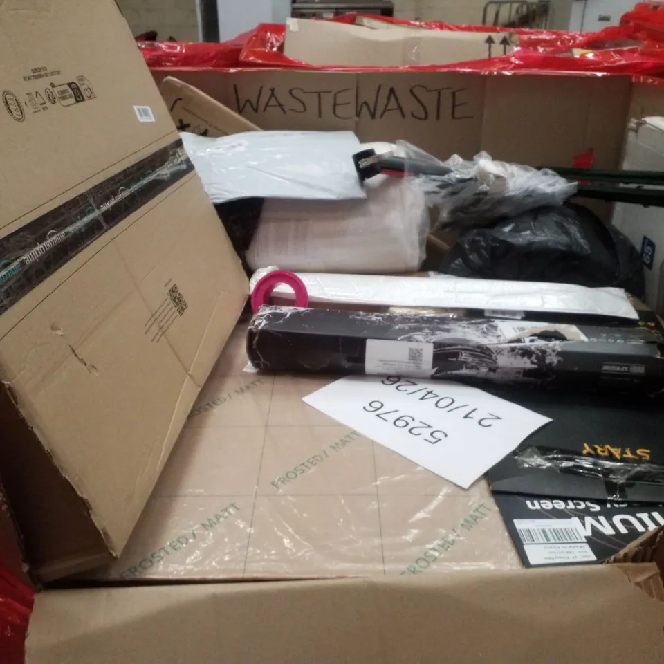 PALLET CONTAINING ASSORTED PRODUCTS INCLUDING LED CEILING FAN LIGHT, BUG-A-SALT GUN, ROLLER BLIND, PILLOWS PROFESSIONAL SCREEN PROTECTOR & GAMING MOUSE PAD