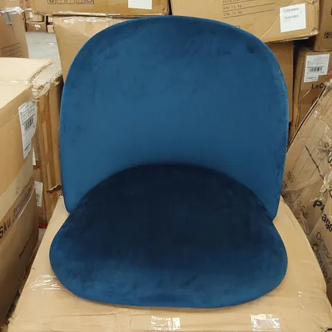 BOXED BLUE VELVET LECHAMP DINING CHAIRS WITH BLACK METAL LEGS - SET OF 2 (1 BOX)