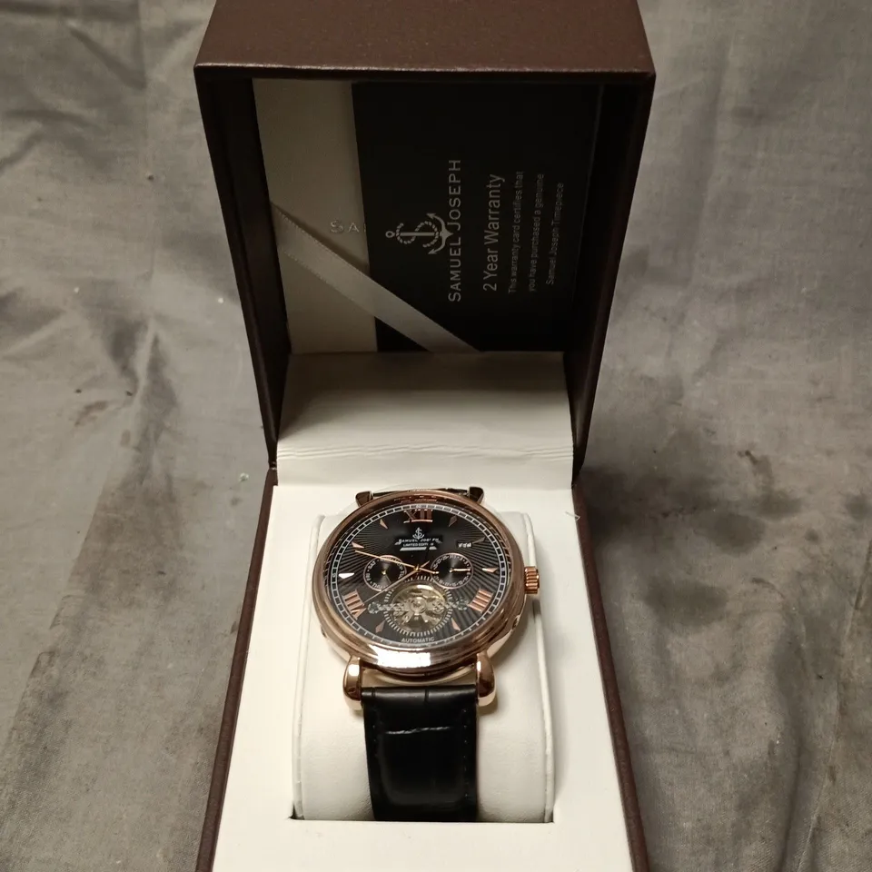BOXED SAMUEL JOSEPH AUTOMATIC LIMITED EDITION ROSEGOLD WATCH 