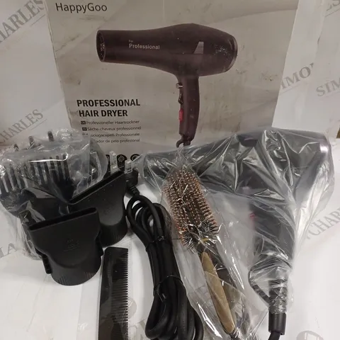 BOXED HAPPYGOO PROFESSIONAL HAIRDRYER AND ACCESSORIES 