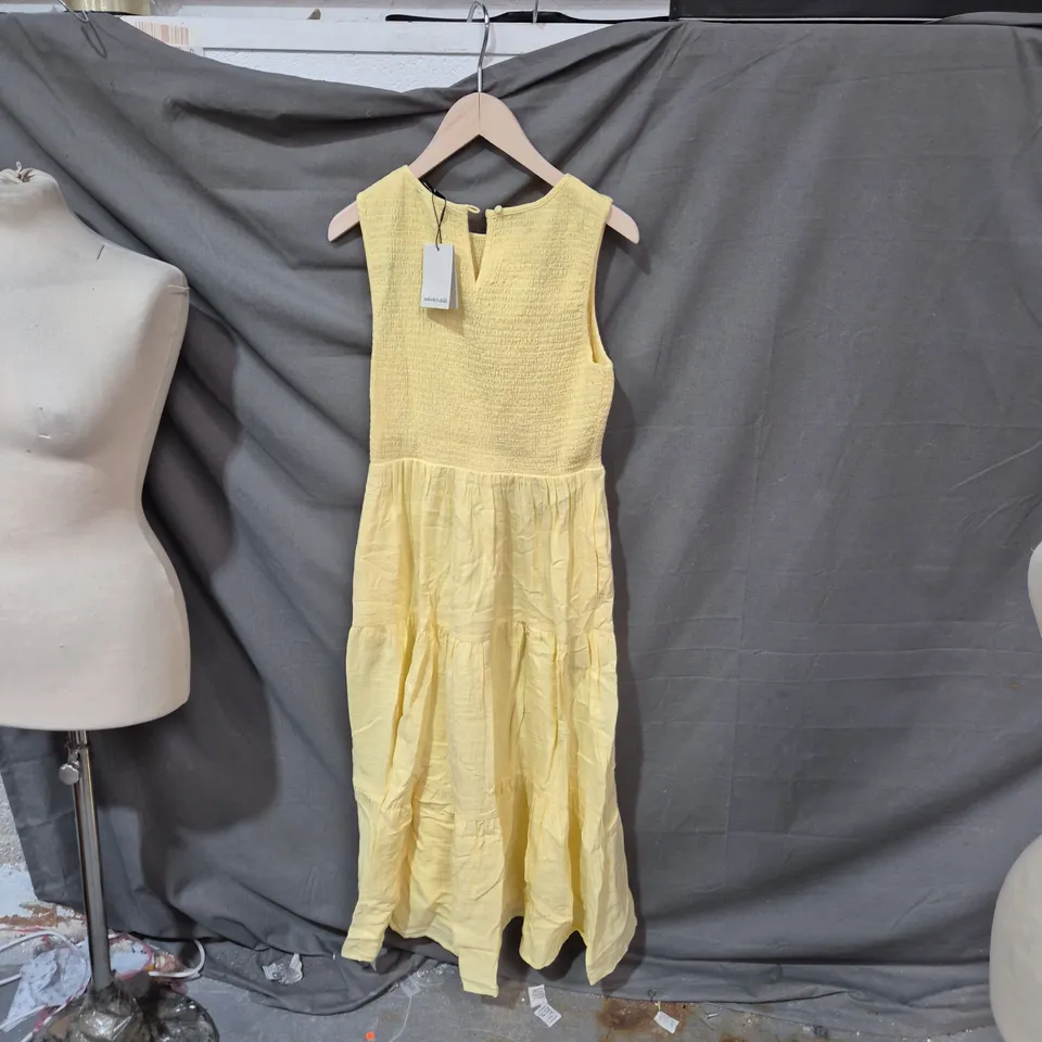 NOBODY'S CHILD SLEEVELESS MIDI DRESS – YELLOW, UK 10 (EU 38)