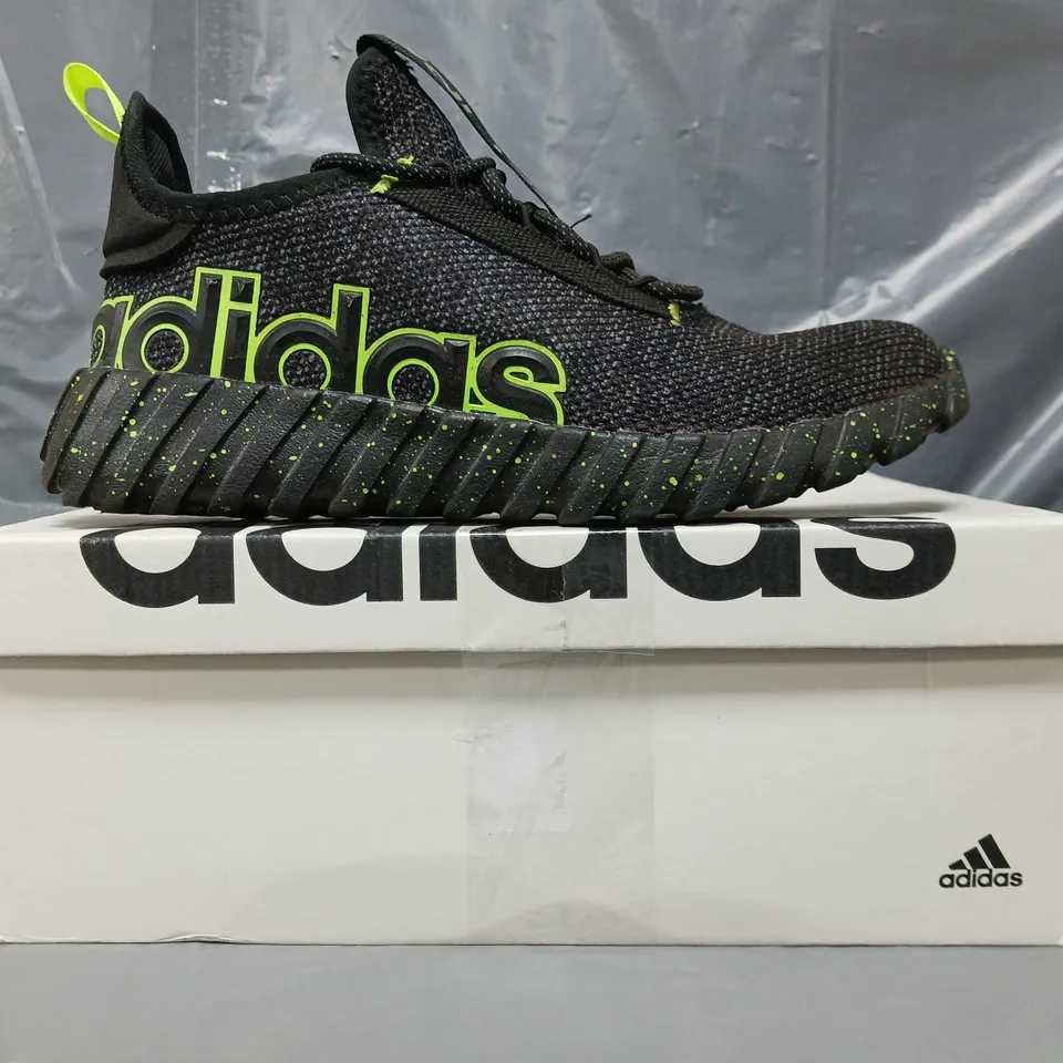 BOXED PAIR OF ADIDAS KAPTIR 3.0 K SHOES IN BLACK/GREEN UK SIZE 5