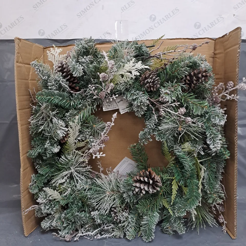 FROSTED CONE WREATH PRE LIT RRP £39.99