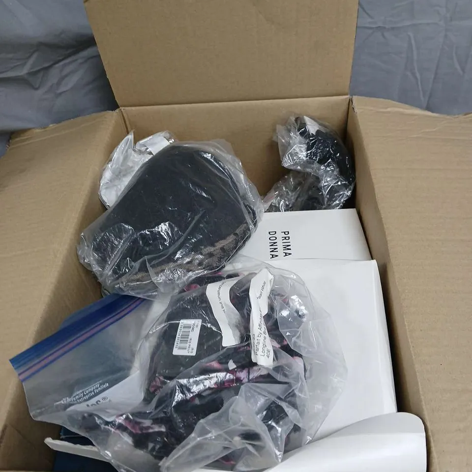 BOX OF APPROXIMATELY 25 ITEMS OF WOMEN'S LINGERIE INCLUDING BRANDS SUCH AS ZIPLOC NESSA MARIE JO SEA SPRAY AND GOSSARD .