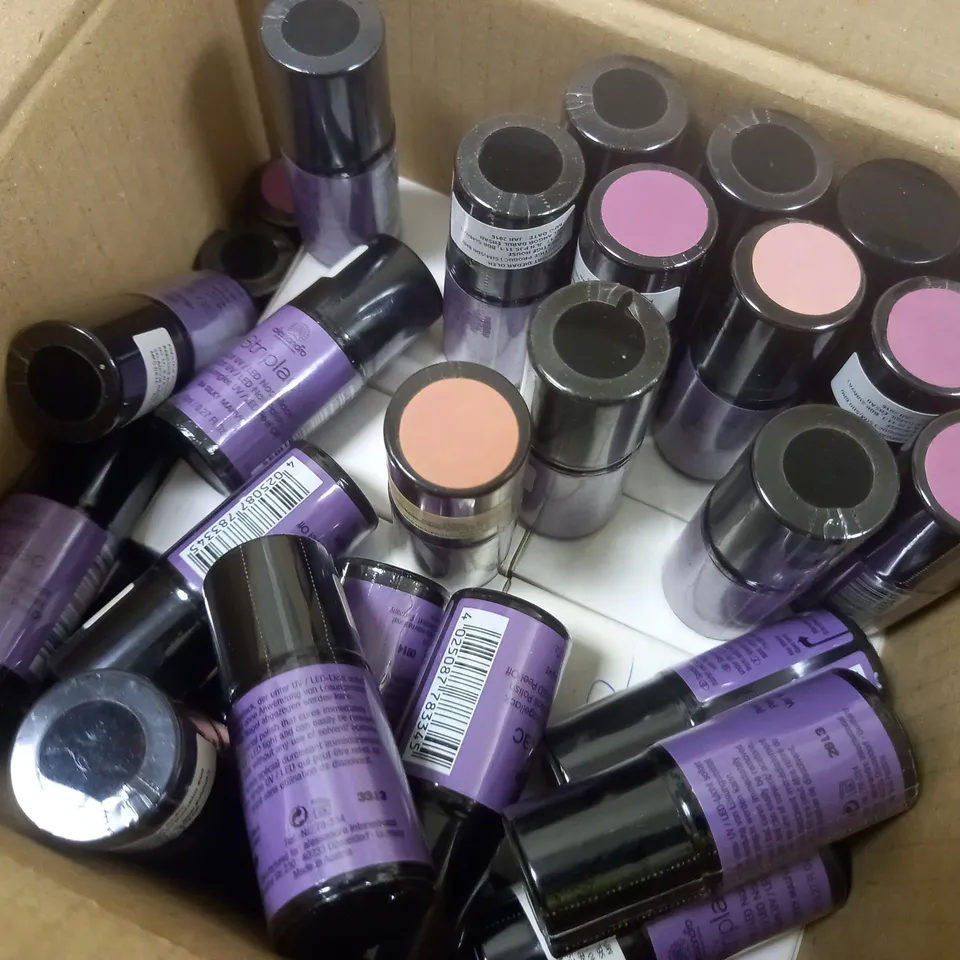 BOX OF APPROX 100 ASSORTED ALESSANDRO STRIPLAC PEEL-OFF UV LED NAIL POLISH #SILKY MAUVE