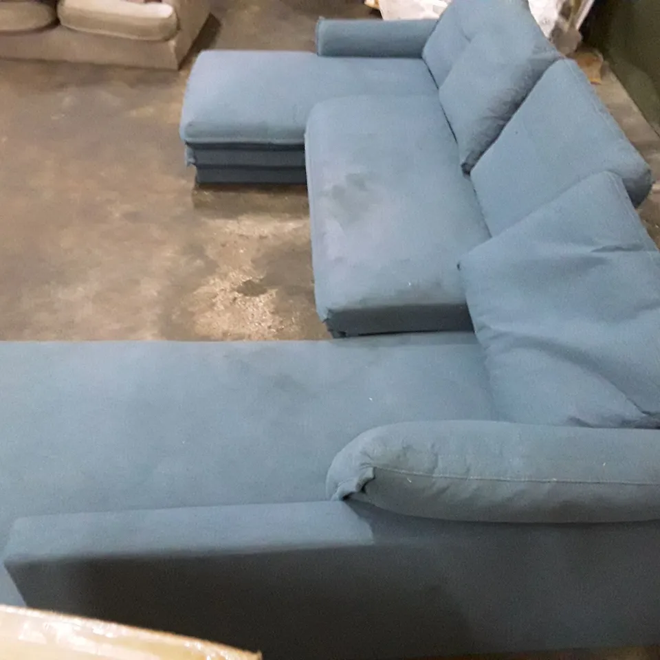 QUALITY DESIGNER IDINA CORNER SOFA BED - BLUE FABRIC