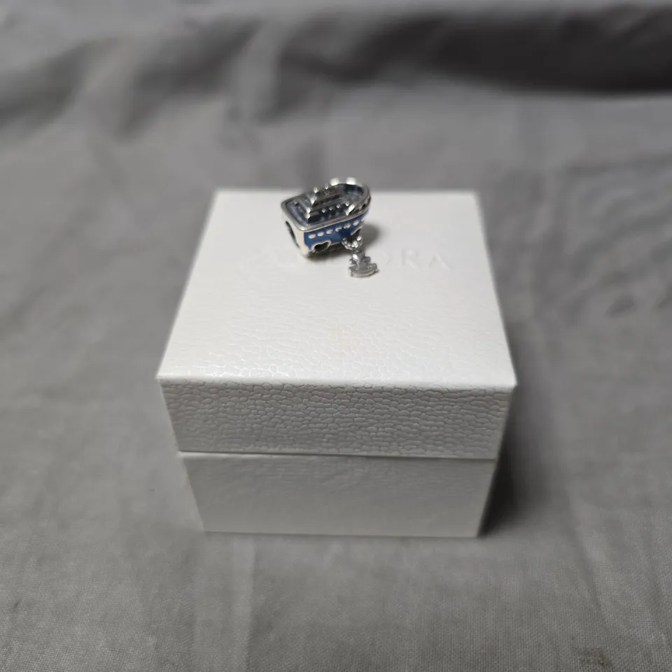 PANDORA SHIP CHARM BEAD WITH ANCHOR, BLUE ENAMEL – S925 STERLING SILVER
