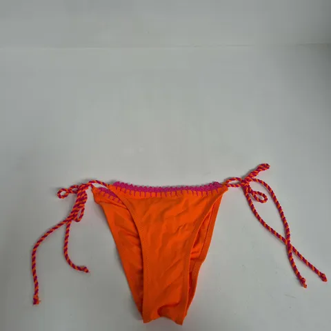 ZARA WOMEN'S ORANGE BIKINI BOTTOM WITH PINK TRIM - SIZE S (EU/US)