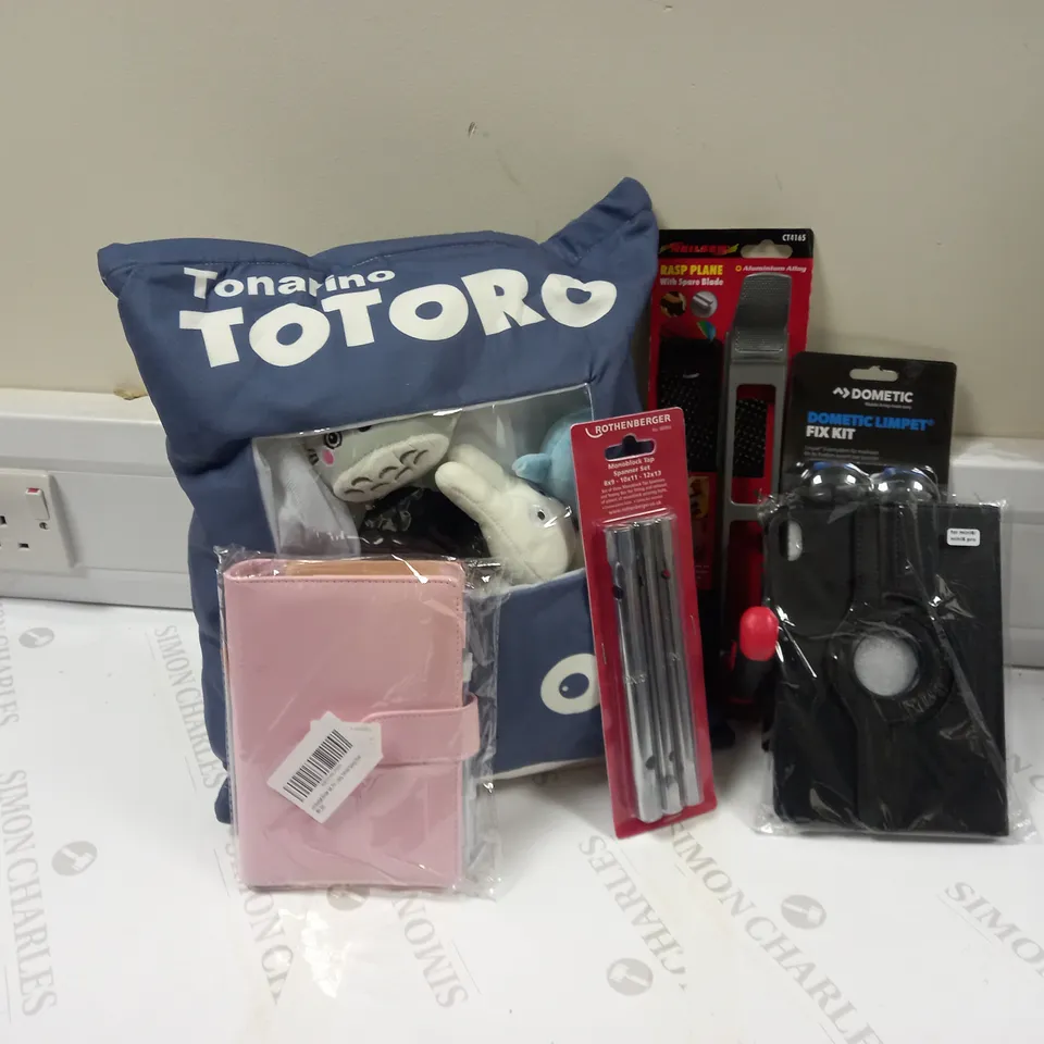 LOT OF APPROX 20 HOUSEHOLD ITEMS TO INCLUDE NEILSEN RASP PLANE, DOMETIC LIMPET FIX KIT AND BUDGET BINDER