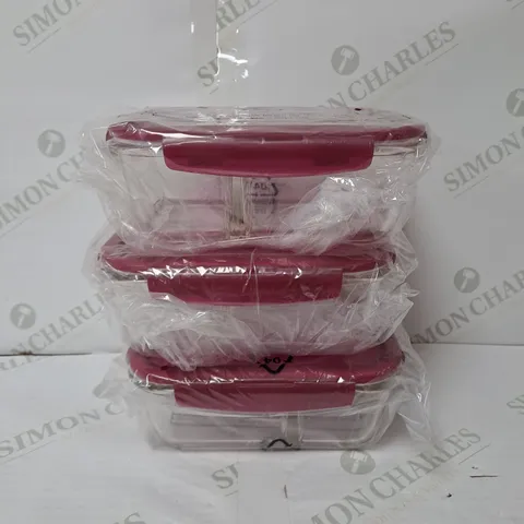 BOXED SET OF 3 GLASS FOOD STORAGE CONTAINERS