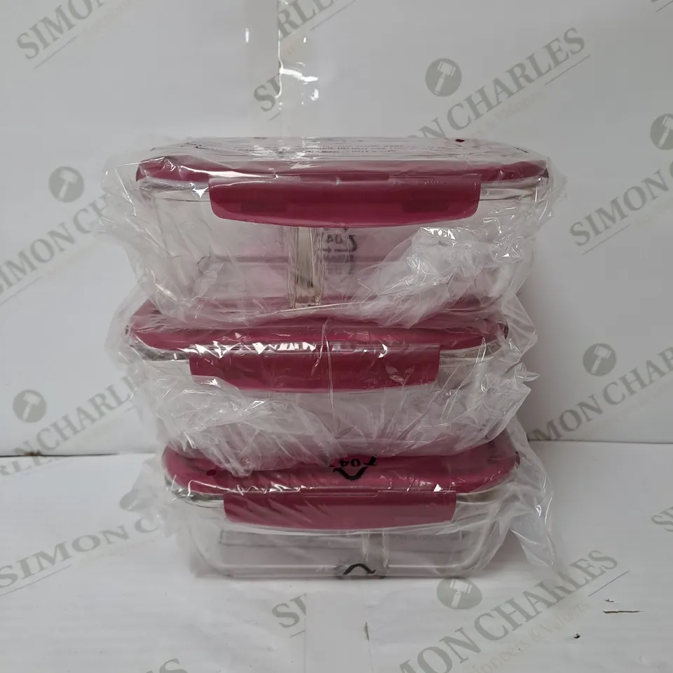 BOXED SET OF 3 GLASS FOOD STORAGE CONTAINERS