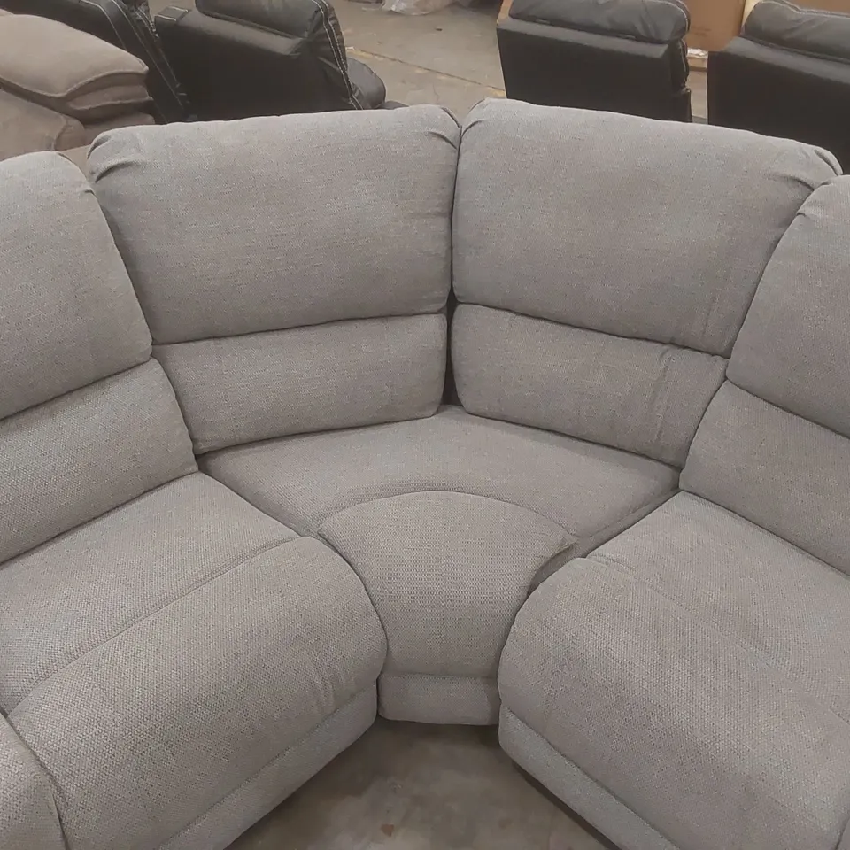 QUALITY DESIGNER PRAGA CORNER FABRIC RECLINER SOFA LIGHT GREY