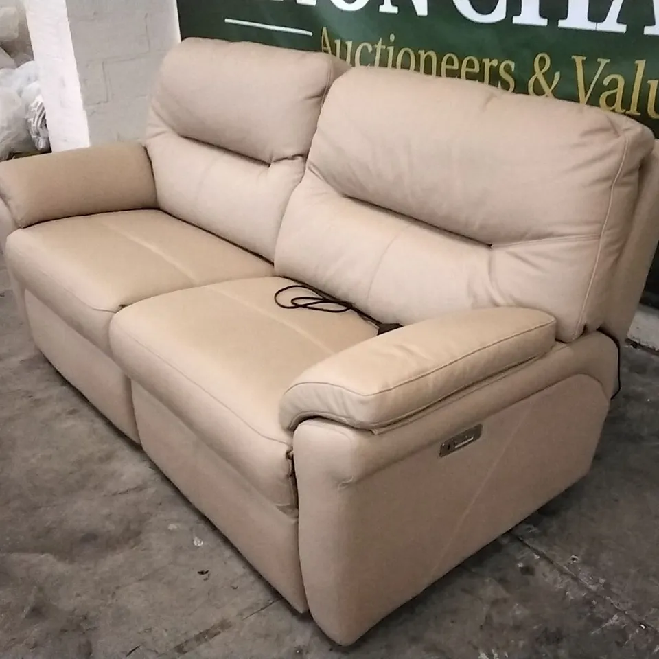 QUALITY BRITISH DESIGNED & MANUFACTURED G PLAN SEATTLE 3 SEATER POWER RECLINER SOFA CAMBRIDGE PUTTY LEATHER