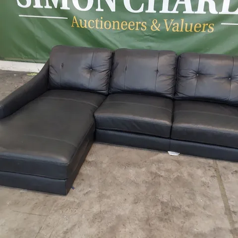 DESIGNER CHAISE SOFA BLACK LEATHER