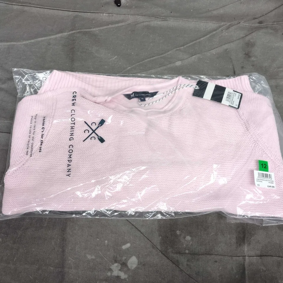 BAGGED CREW CLOTHING COMPANY LAURIE TEXTURED ROLL EDGE COTTON JUMPER IN PINK - SIZE 12