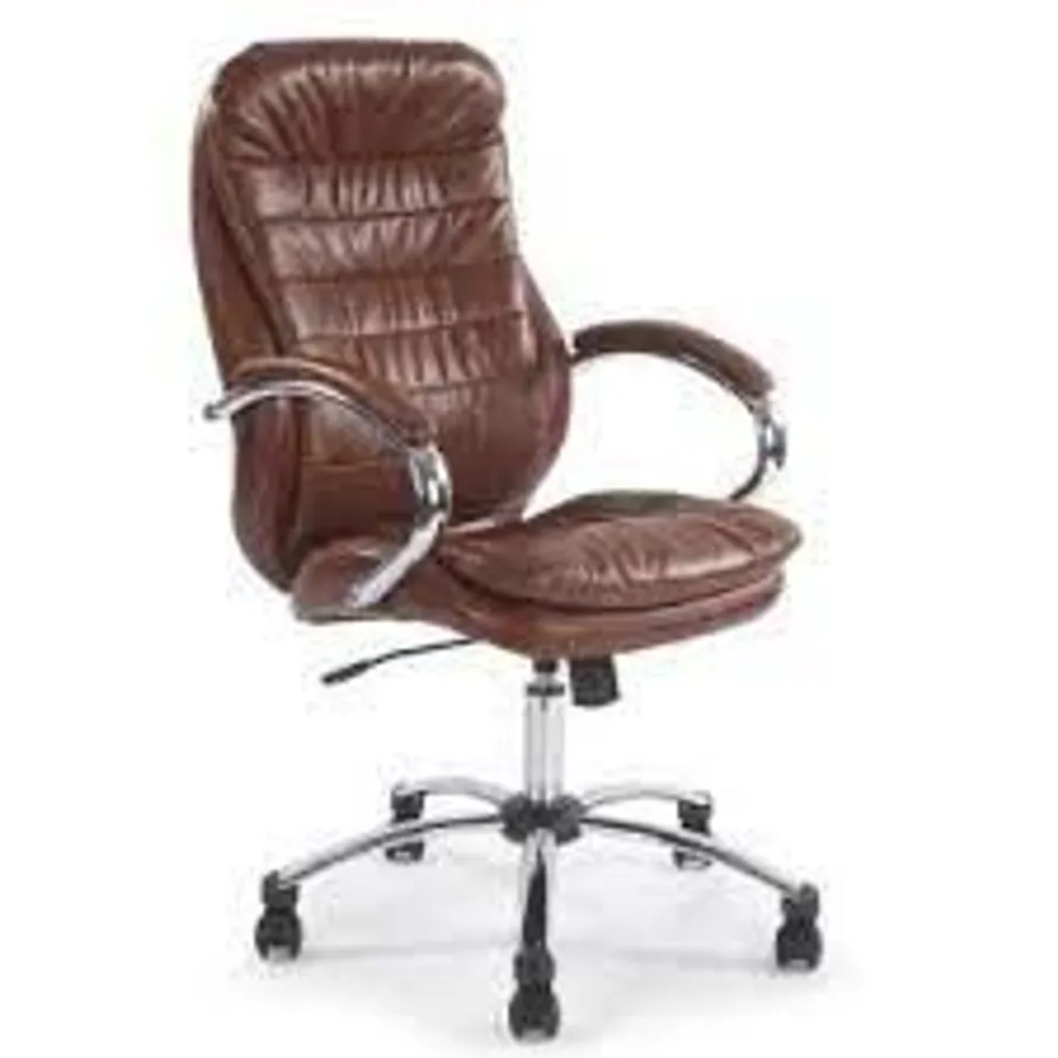 BOXED DESIGNER SANTIAGO OFFICE CHAIR BROWN