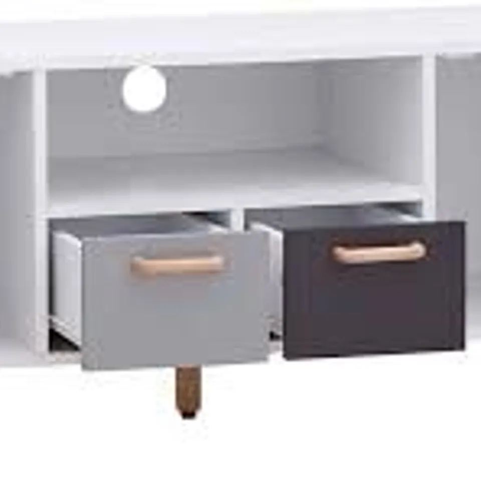 BRAND NEW BOXED GFW DELTA LARGE TV UNIT - WHITE+GREY MULTI (1 BOX)