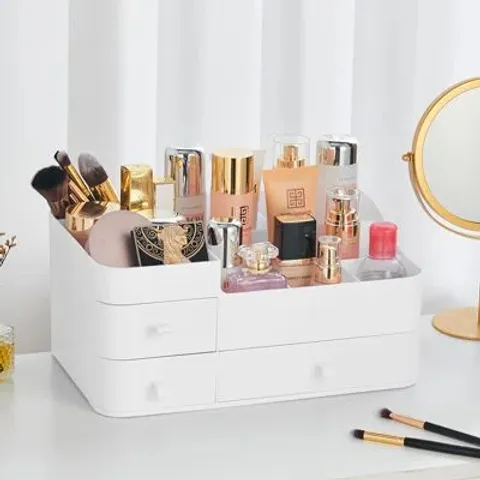 BOXED SMALL WHITE MAKEUP DESKTOP ORGANIZER 