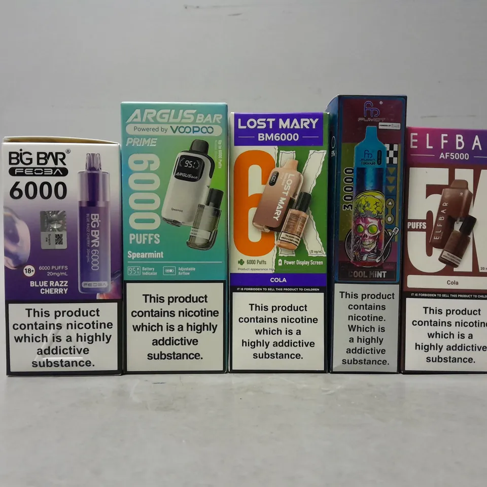 APPROXIMATELY 14 ASSORTED E-CIGARETTE PRODUCTS TO INCLUDE - LOST MARY , ARGUS , BIG BAR ETC