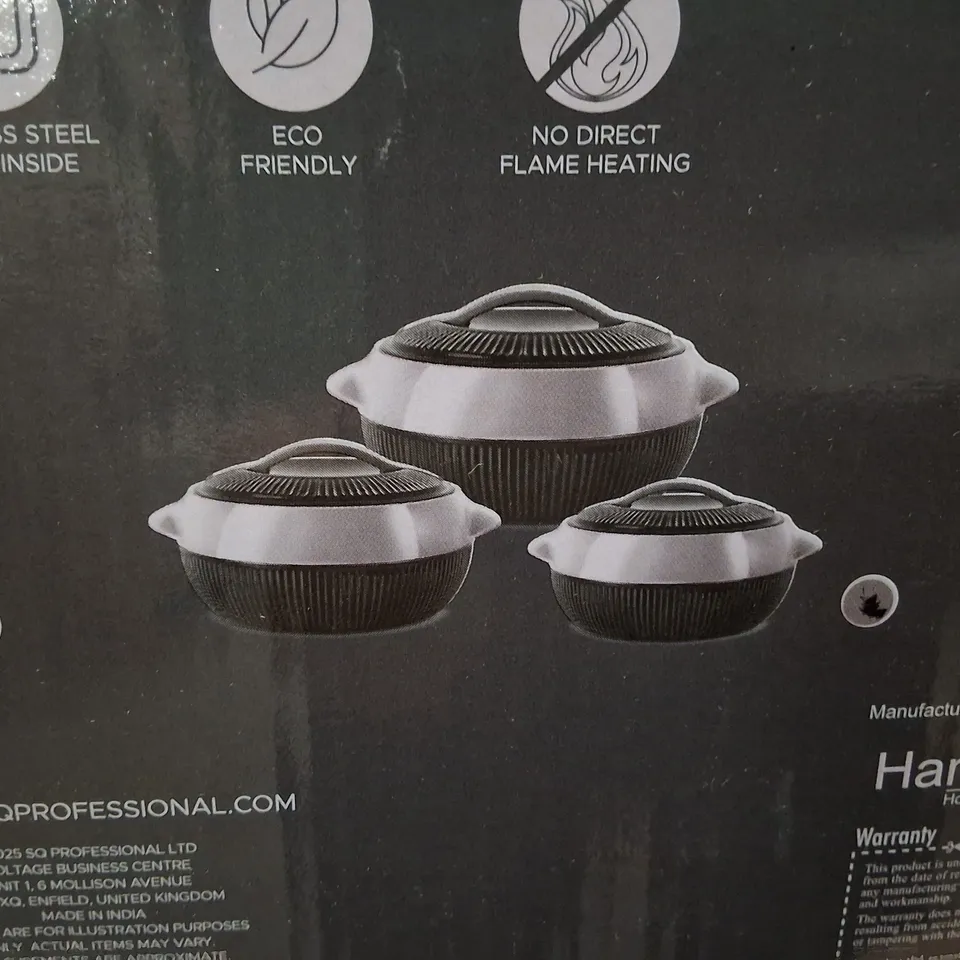 BOXED SQ PROFESSIONAL MILTON FIESTA INSULATED HOT POT SET - BLACK 