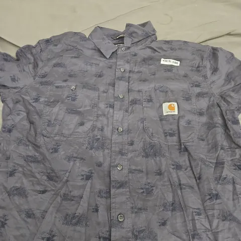 CARHARTT LOOSE FIT BUTTON-DOWN SHIRT, XL – DARK BLUE PATTERN