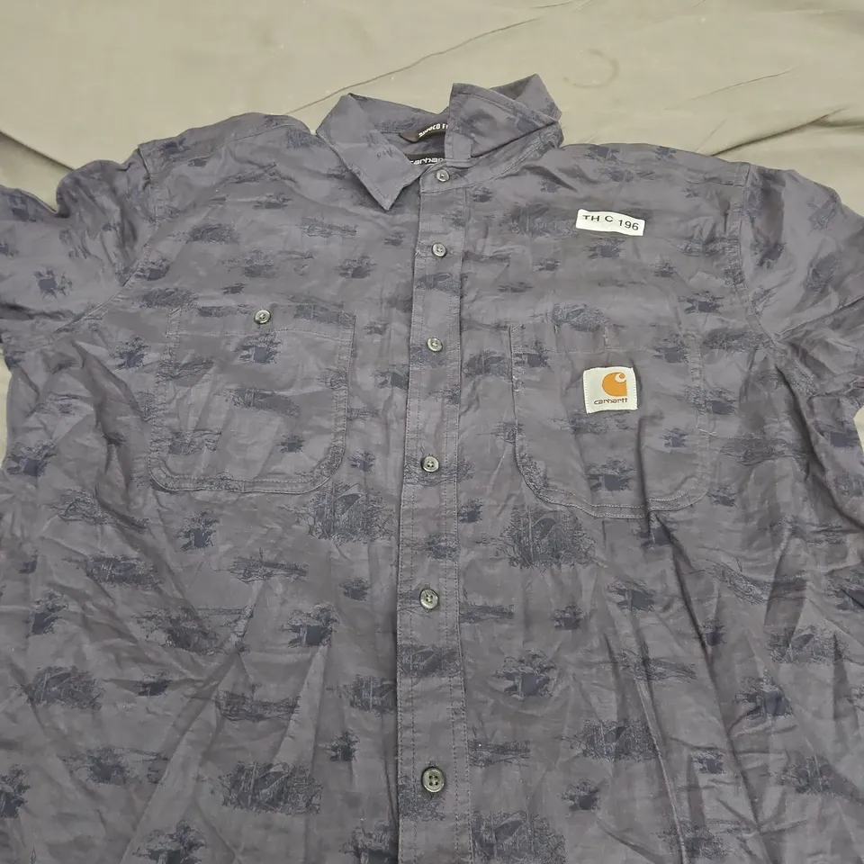 CARHARTT LOOSE FIT BUTTON-DOWN SHIRT, XL – DARK BLUE PATTERN
