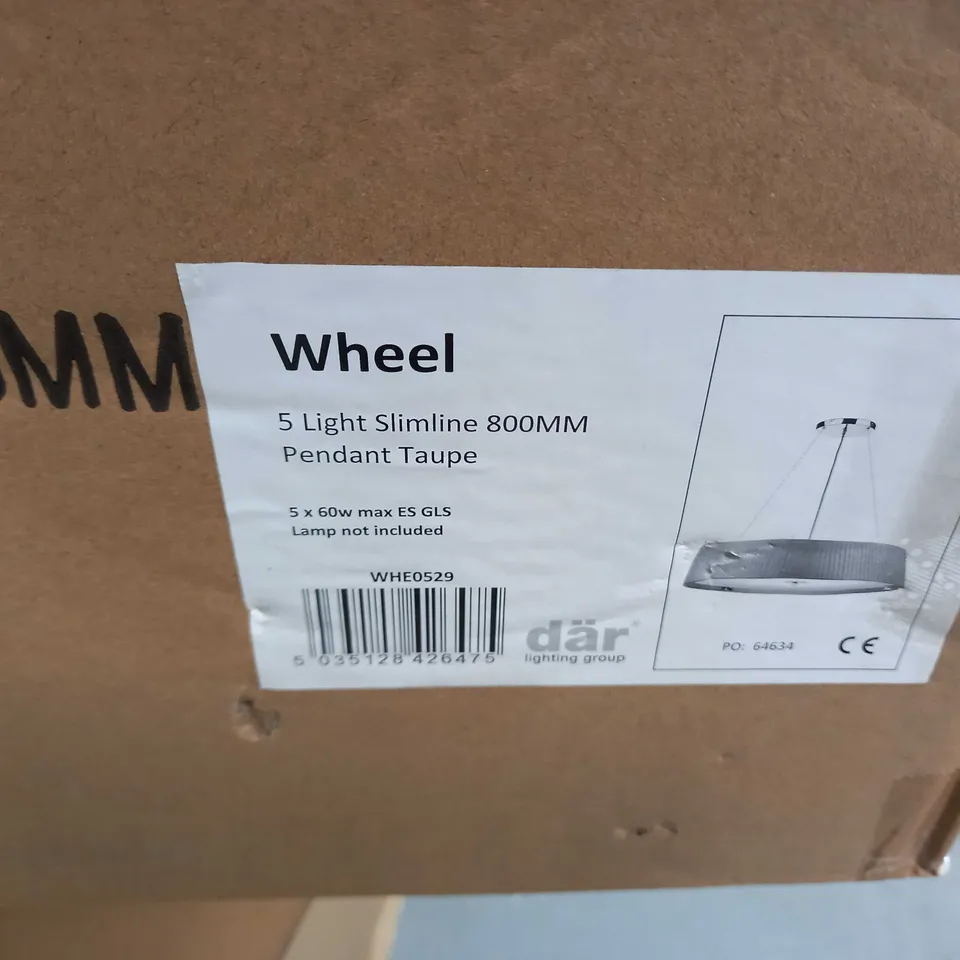 DAR WHEEL 5 LIGHT SLIMLINE 800MM PENDANT TAUPE