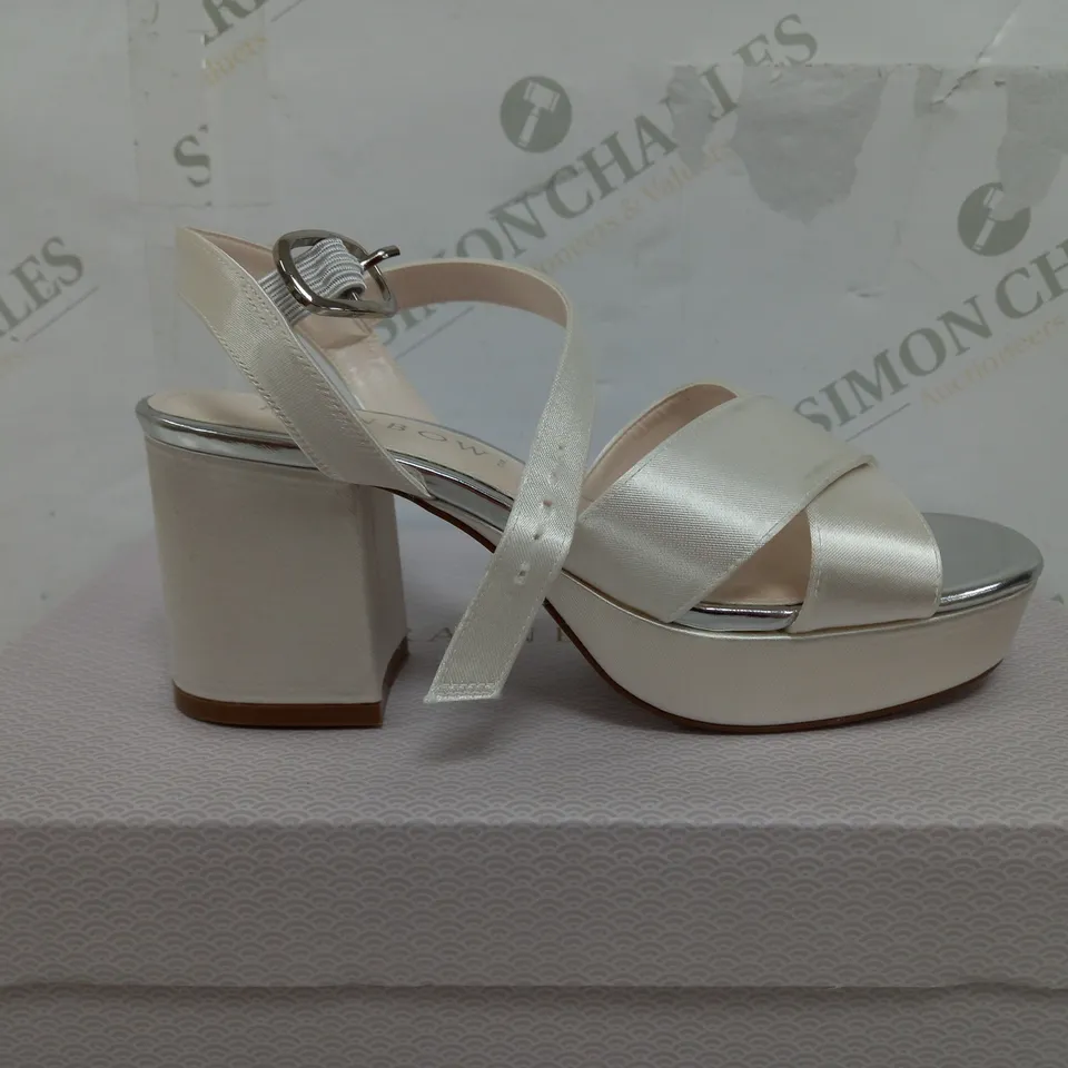 BOXED PAIR OF RAINBOW ZURI HIGH HEEL OPEN TOE SANDALS - UK 3