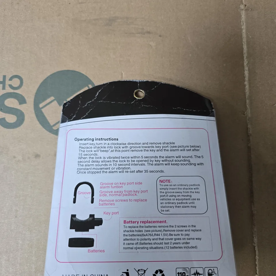 ALARM LOCK PADLOCK WITH ALARM – SHACKLE PADLOCK (PACKAGED)