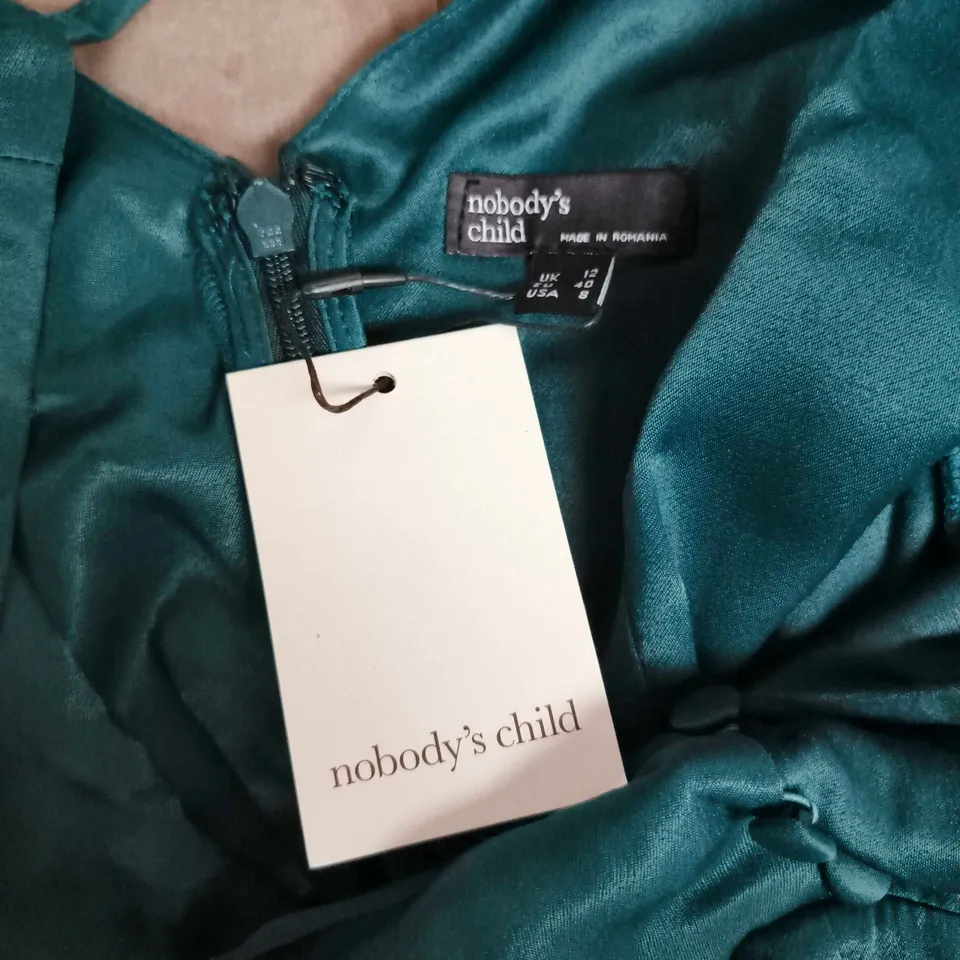 NOBODYS CHILD STELLA MIDI DRESS PLAIN IN GREEN - UK 12