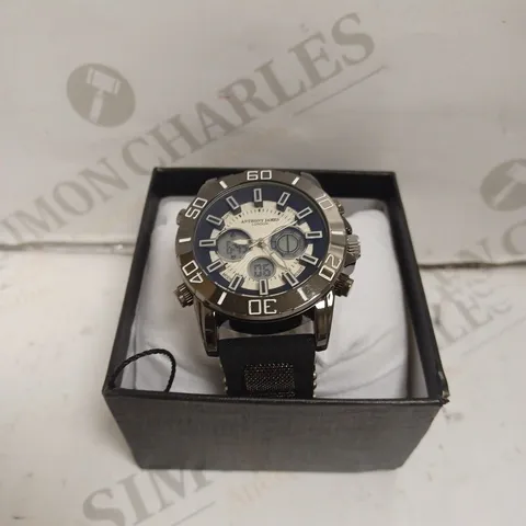 BOXED ANTHONY JAMES GENTS SPEEDSTER MULTIFUNCTION WATCH - SILICONE STRAP - 3 ATM.